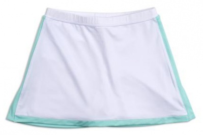 Girls white tennis skort with ocean blue trim